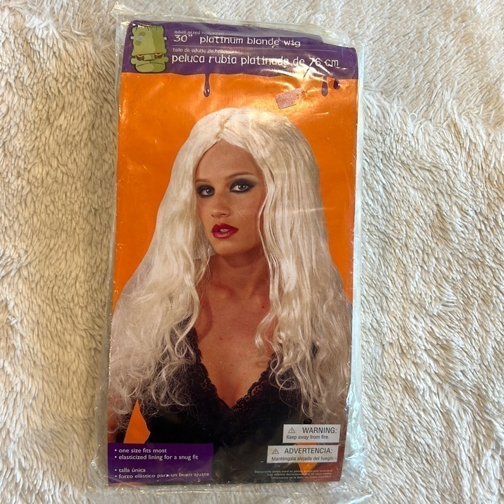 NEW Ladies Halloween supermodel Long Curly Blonde 30” Wig